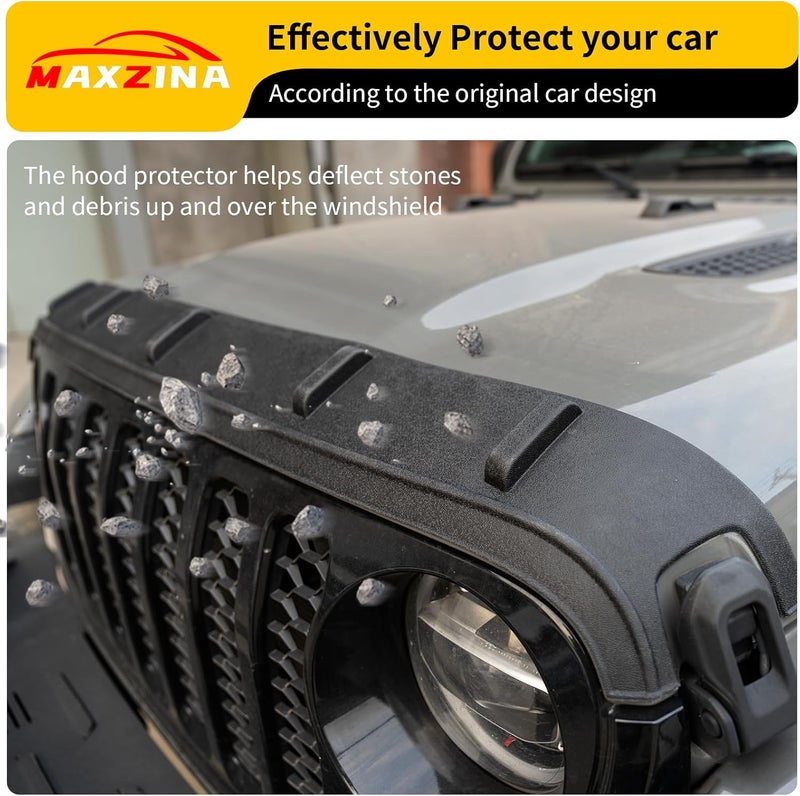 Maxzina TPE Hood Protector Compatible with 2020+ Jeep Gladiator JT 2018+ Jeep Wrangler JL Hood Shield TPE Hood Deflector Hood Guard for 2025 2026 Gladiator Wrangler JL Accessories - Image 5